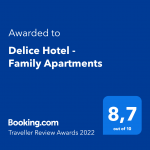 Booking Award for Delice Hotel and Apartments for 2022